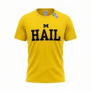 Michigan Wolverines "HAIL" T-Shirt Men's Large Yellow Y2K Fruit of the Loom